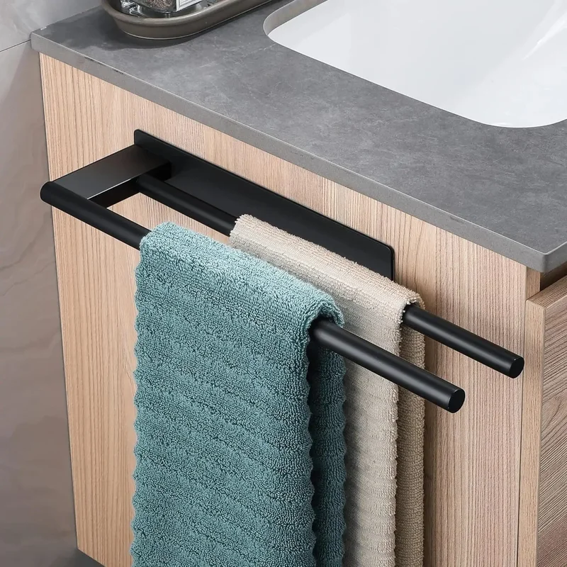 AliExpress - Badkamer Handdoekrekken Geen oefening Dubbele Lijm Handdoekbalk Roestvrij staal Mat zwart Handdoekhouder voor Badkamer Keuken