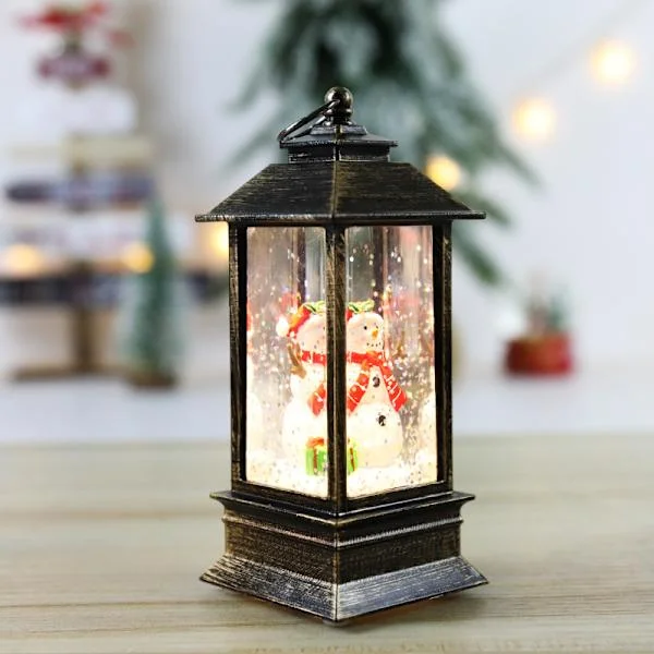 Jul Snöglob Lykta Batteridriven LED-ljus Vatten Glittrande Tomte Snögubbe Hängande Nattlampa Jul Heminredning Prydnad [DB] 2