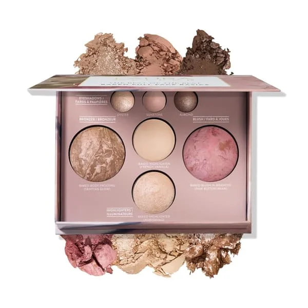 Bedste af de bedste bagte paletter – 7-i-1 fuld ansigtspalette – Bronzer, blush, 2 highlighters og 3 øjenskygger – Krølfri, håndlavet i Italien – 