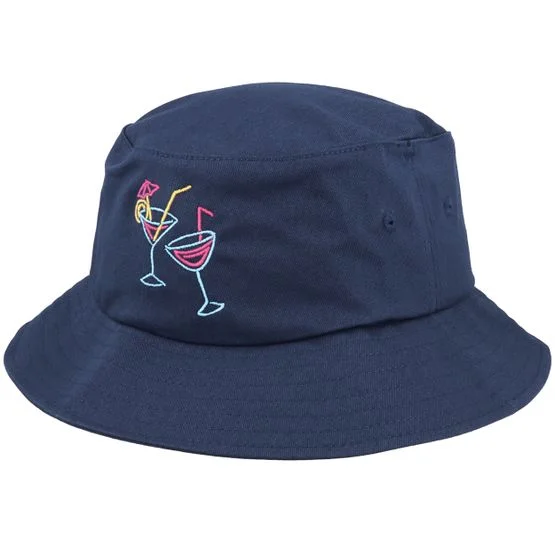 Iconic - Blue - bucket - Hat - Neon Summer Drinks Navy Bucket - Hatstore
