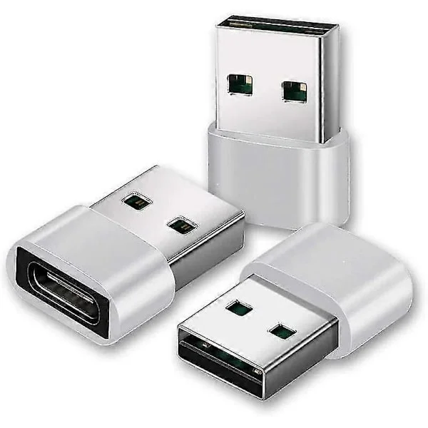 USB C til USB-adapter [3-pakning, sølv], USB A til USB C, USB C til USB, USB C-adapter, USB C-plugg, USB-adapter, USB C til USB, USB USB C, USB C/A-