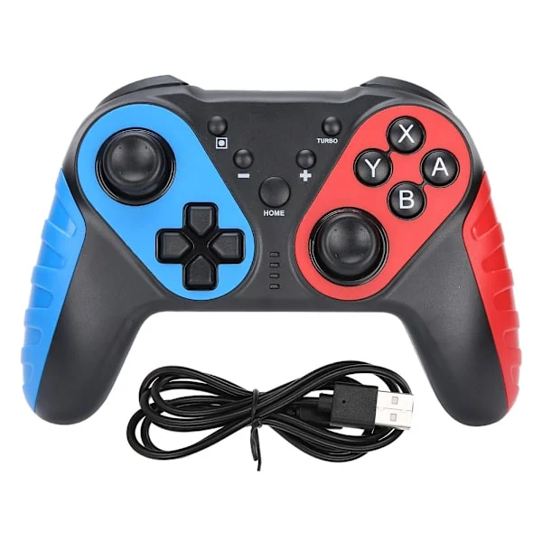 Bluetooth Trådløs Kontroller Fjernkontroll Joystick Gamepad Gyroskop for Nintend Switch Pro Blå Rød