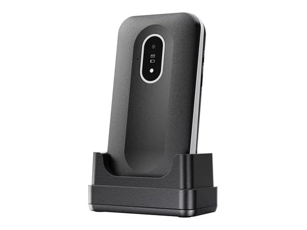 Doro Leva L20 4G, flip-telefon med store knapper, svart og hvit
