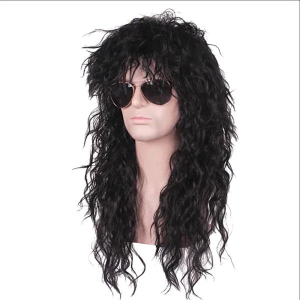 Men Women 70s 80s Rock Punk Wig Long Curly Hair Halloween Wigs, CJY
