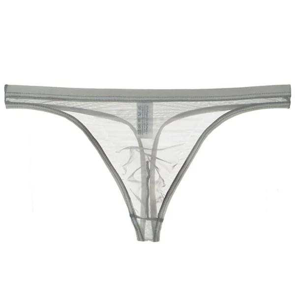 Men's G-string Transparent Mesh Slim Fit Transparent Thin Anti-septic Low Waist Pornographic Men's Underwear Men's Clothing-Perfet Grey