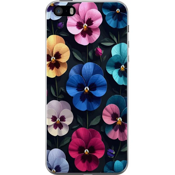 Kompatibel Mobilcover til Apple iPhone SE (2016) Farverige stedmoderblomster i nuancer af pink, blå og lilla, som skaber en livlig og blomstrende føl