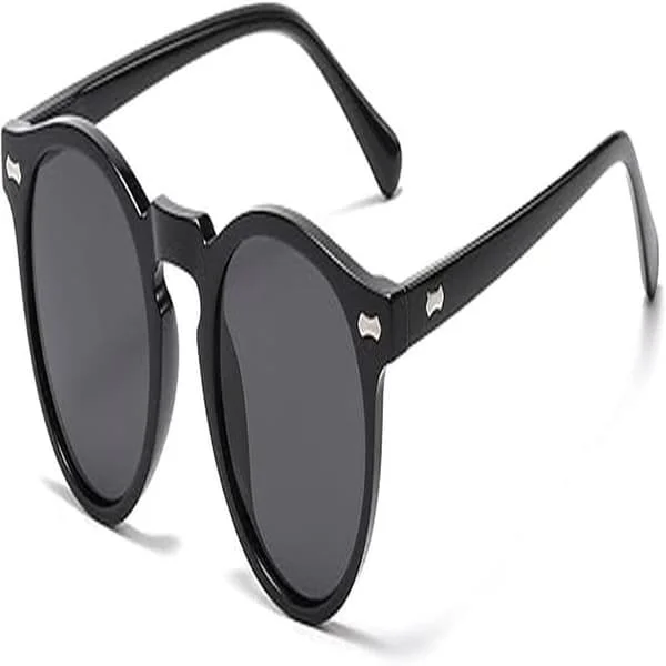 Retro Runde Polariserte Solbriller Herre Dame, Vintage Polariserte Solbriller Klassiske Trendy Shades Unisex UV-Beskyttelse_OF