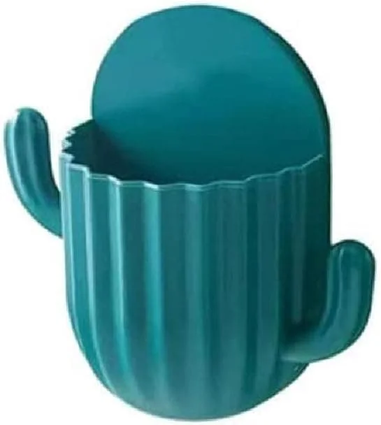 14,5x14x6cm Cactus Toothbrush Holder Wall Mounted Toothpaste Storage Rack Hook Drain Bathroom Shelf Organizer Bathroom Accessories Toothbrush Storage