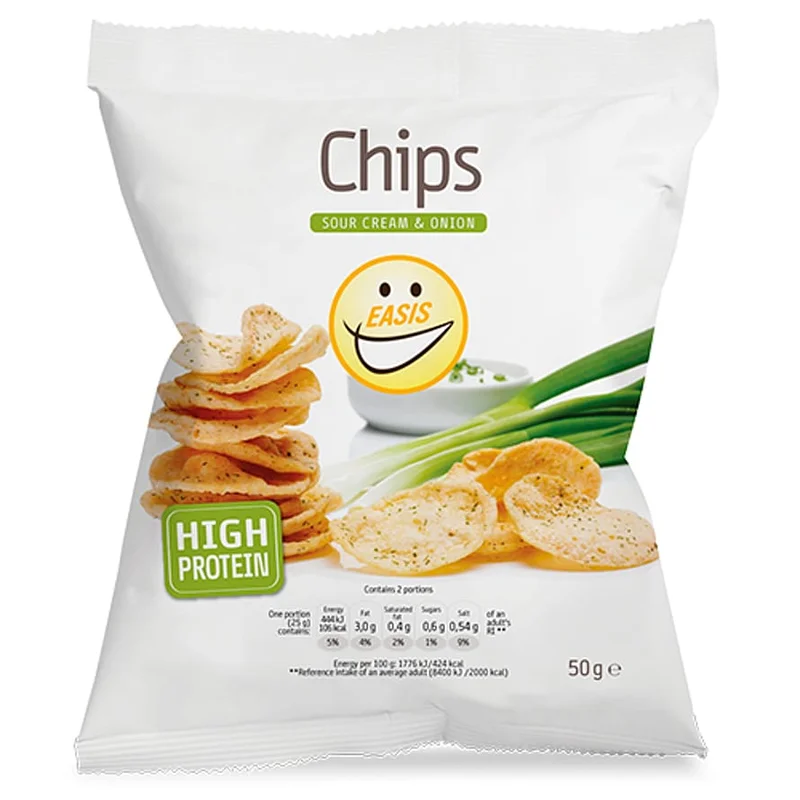 Spar 25% • Køb 2, EASIS Sour Cream & Onion Chips 50 g, Helse & Madvarer, Snacks, Chips & Kiks