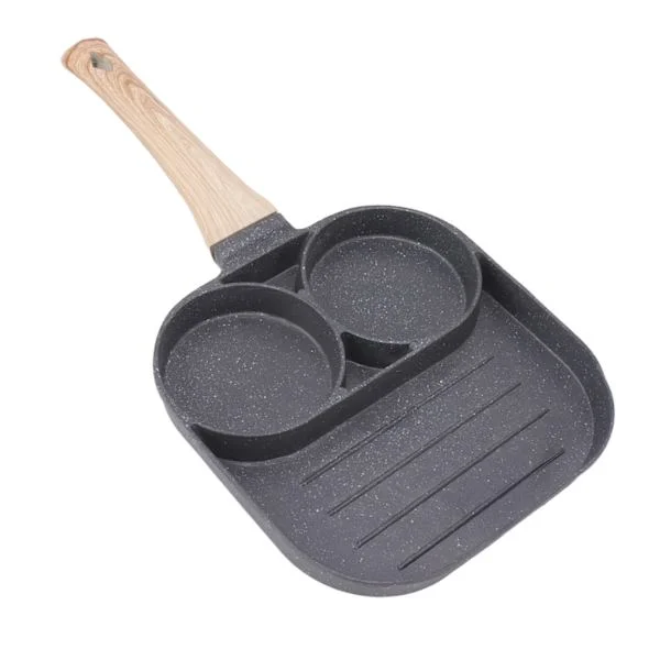 3-i-1 Opdelt Stegepande Non-stick Multi Sektion Stegepande Let at Rengøre Non-stick Æggepande Alsidig Morgenmads Stegepande Hurtig og Jævn Opvarmning 
