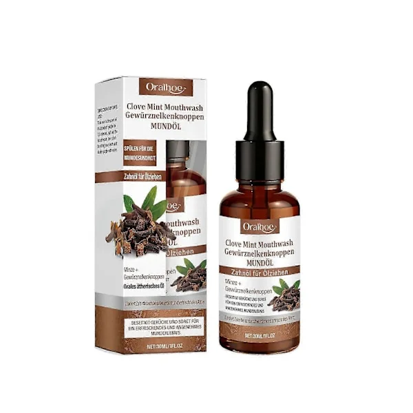 Nellike Mint Mundskyl, 30ml Nellike Mint Mundskyl, Blegende Mint Mundskyl, Frisk Ånde, Mild Alkoholfri