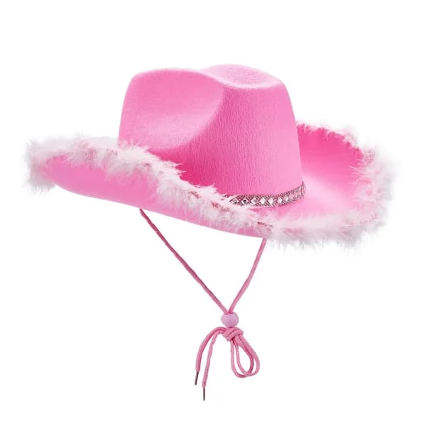 Dame Tiara Cowgirl Hat Western Party Hat Tilbehør Disco Kostume Cowboy Hat Pink GS