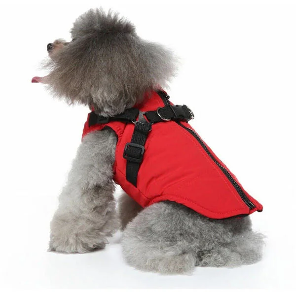 (2XL) Hundedekken med sele for små og mellomstore hunder Vanntett hundedekken Varme polstrede hundeklær Valpedekken