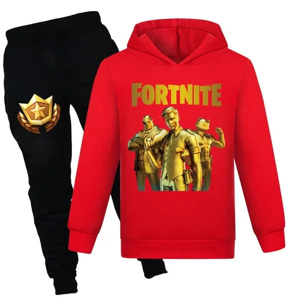 Barn F-ortnite Tryckt Casual Hoodie Byxor Kostymer Pojkar Flickor Hoody Byxor Träningsset Svart Svart 160cm Röd 140cm 140cm Red