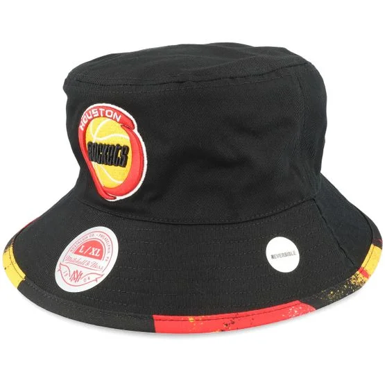 Mitchell & Ness - NBA Sort bucket Hat - Houston Rockets Hyper Black Bucket @ Hatstore