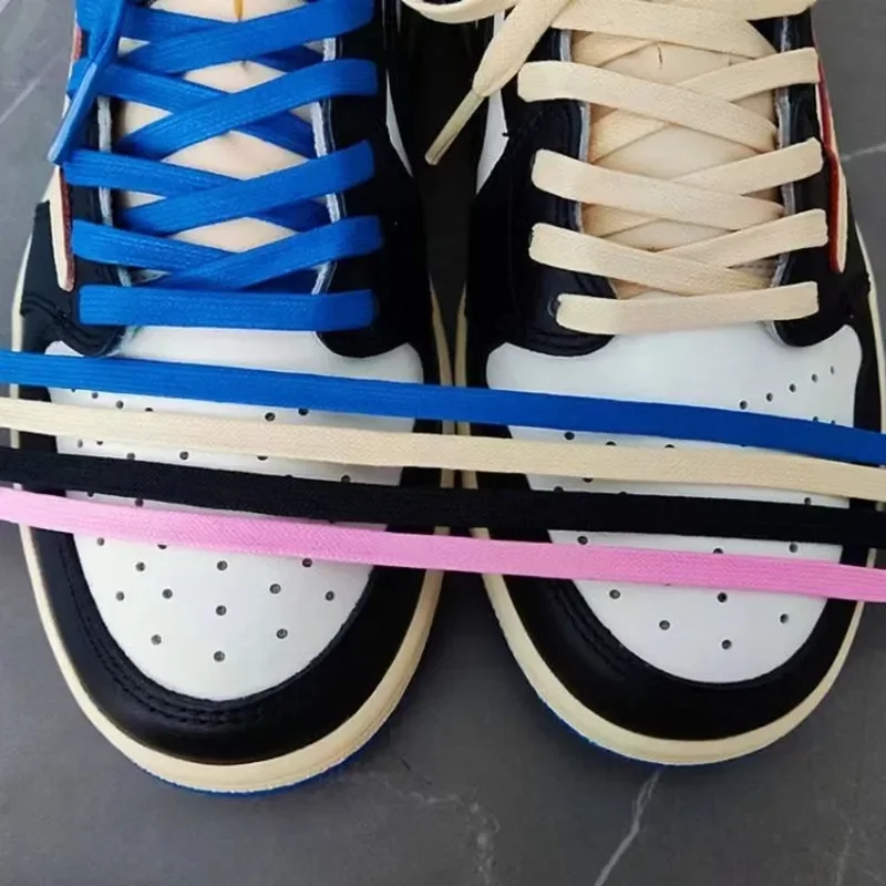 AliExpress - Lacets plats en coton ciré bleu rose hommes femmes tendance personnalité baskets Sport décontracté basket-ball foudre barbe chaussures 