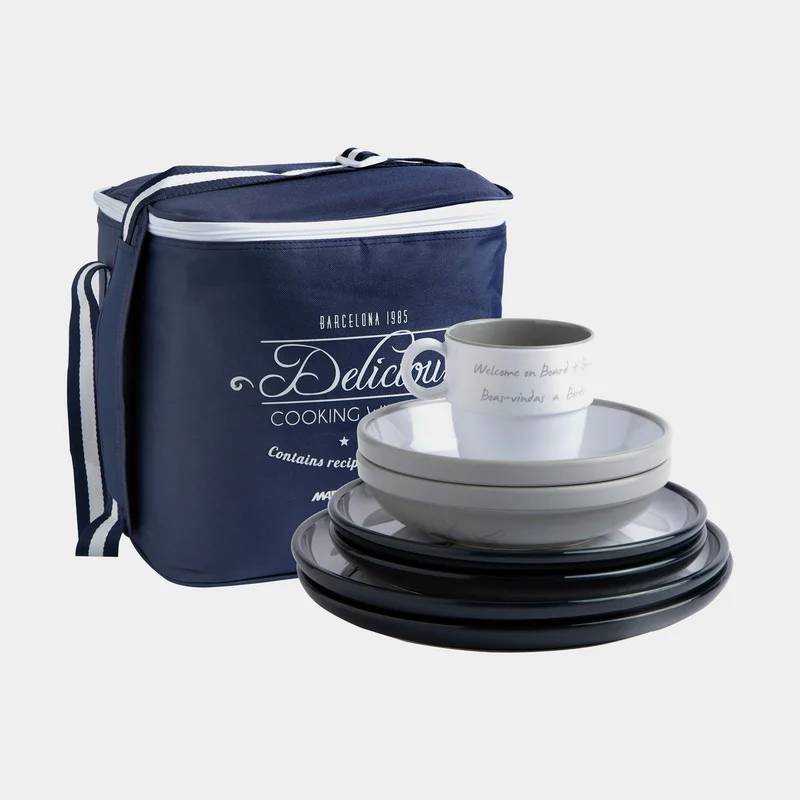 Melaminservis Marine Business Welcome On Board, non-slip, vit/blå, 17 delar