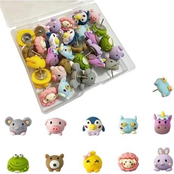 30 st Djur Nål Push Pins Dekorativa Push Pins Mini Push Pins Söta Push Pins Groda Push Pins Djur Häftstift för