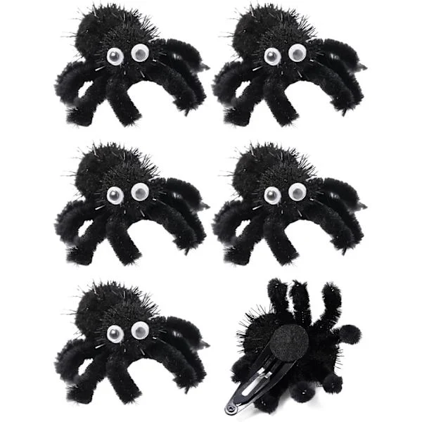 6 stycken Halloween Håraccessoarer för Barn och Flickor, Spindel Hårklämma för Kvinnor, Halloween Kostymdekoration Galen Dag Håraccessoarer