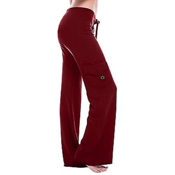 Yoga byxor med elastisk midja, knappfickor, dragsko, vida ben, svarta ga-byxor, vida ben, långa byxor, hög midja XXL Vit