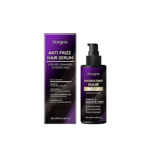 Anti-frizz Hair Serum for Frizzy, Dry, and Damaged Hair - Keratin Hair Treatment with Castor Oil, Rosemary Oil, Nourishes and Repairs Hair, Heat 