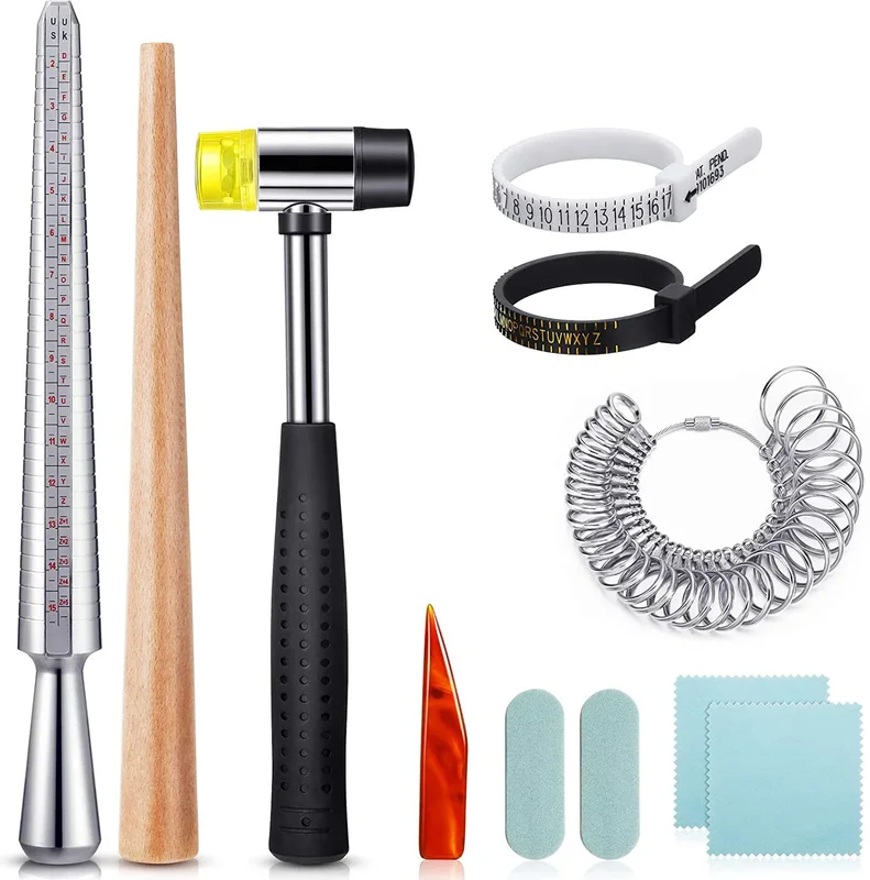 AliExpress - 11-teiliges US-UK-Ring-Dorn-Set, Größe 1–13, mit halber Ringgröße, Messgerät, Schmuck-Reparatur-Messwerkzeug-Set