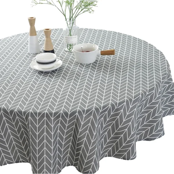 【YD】Round Waterproof Tablecloth 150cm – Non-Slip Washable Outdoor Picnic Mat, Dustproof Grey Textile for Home & Garden