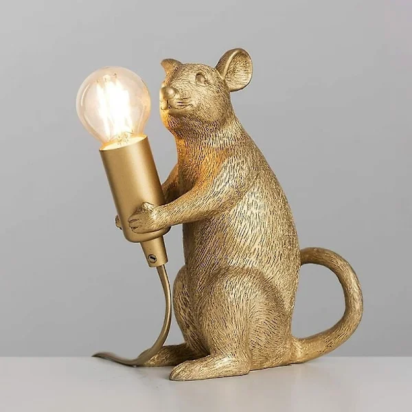 Modern Metallisk Guld Målad Råtta Design Bordslampa Djur Mus Lampa Vardagsrum Matsal Sovrum Bordslampa