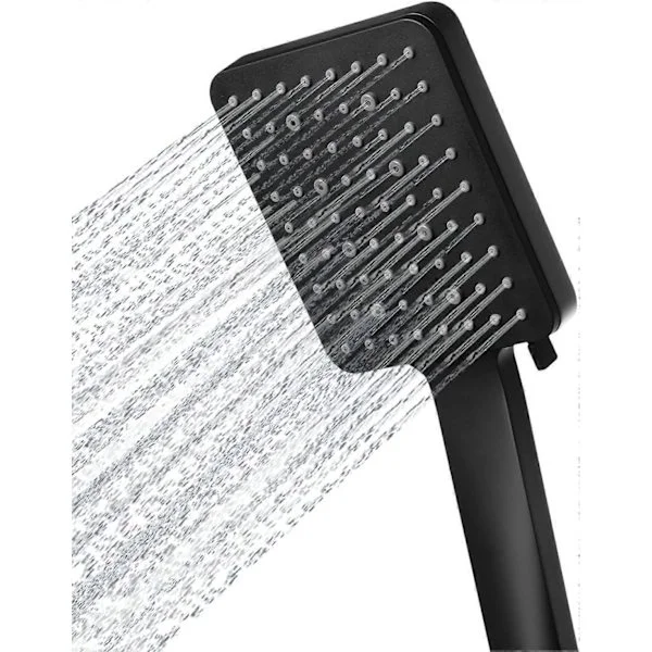 High Pressure Shower Head with 6 Spray Settings, Powerful Shower Head, Large Water Saving Shower Head Black