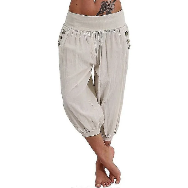 Yoga Bukser Dame Sidelommer Harem Bloomers Capri Bukser Underdeler Hurtigtørkende Fukttransporterende Lett Hippie Boho Lyseblå Tangerine Pudderhvit