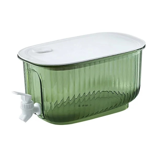 4L Klar Synlig Kall Vattenkokare med Kran Stor Kapacitet Livsmedelsgodkänd Lemonad Juice Dryck Dispenser för Kylskåp KAESI Grön
