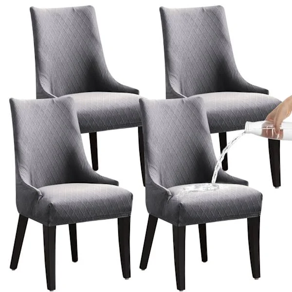 WATERPROOF STRETCH CHAIR COVER 4-PACK - LIGHT GREY, universal, modern and durable chair cover, suitable for home, hotel, restaurant