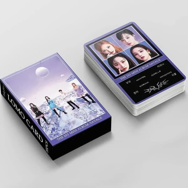 Aespa valokuvat 55kpl Aespa Savage Uusi albumi Lomo-kortit Aespa valokuvat Postikortit Aespa Merch Lahja faneille Tyttärelle