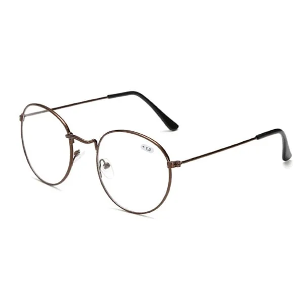 Retro runda läsglasögon Styrka 1.0 Brun
