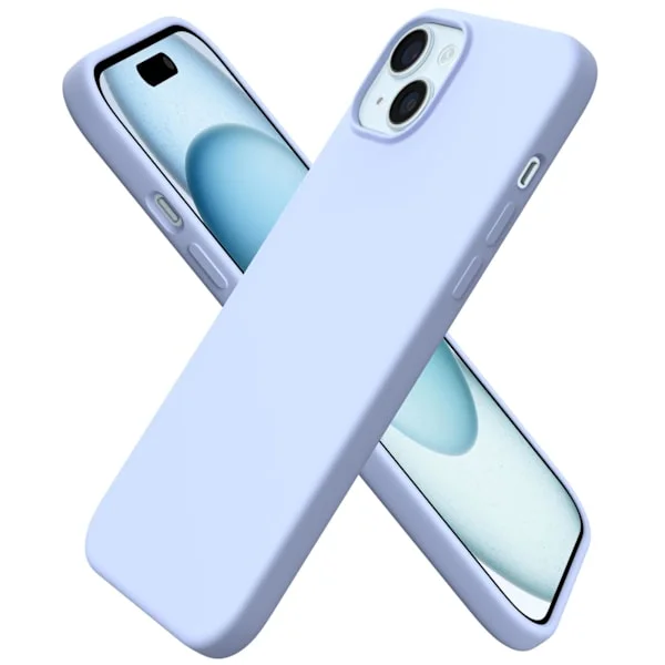 iPhone 15 Plus -kotelo 6,7", Ohut nestemäinen silikoni 3 kerrosta Täysi peitto Pehmeä geelikumi 15 Plus iPhone -kotelo 6,7 tuumaa - Vauvansininen