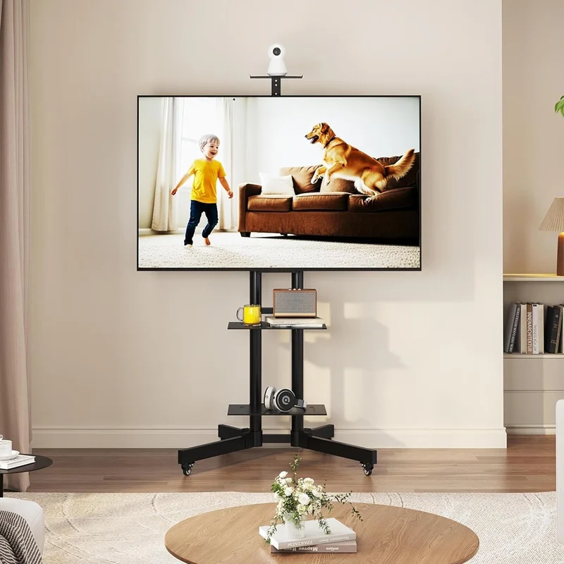 Gulvstativ på hjul for TV opp til 75 tommer / TV-stativ med hjul / justerbart TV-stativ