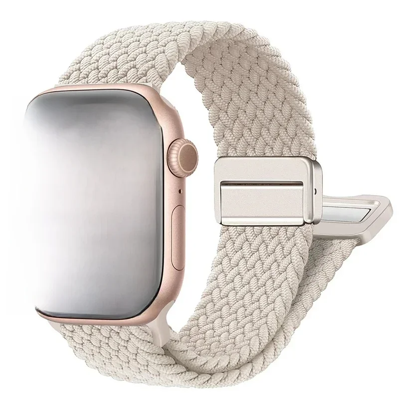 AliExpress - Geflochtenes Band für Apple Watch Armband 44 mm 40 mm 45 mm 46 mm 49 mm 41 mm 38 Magnetisches Nylonarmband iWatch Serie SE 7 6 8 9 10 