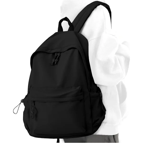 Black Backpack, Cute Backpack, Suitable for Students and Teenagers, Casual Backpack, Lightweight Everyday Backpack -C- Black