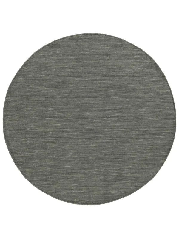 Plain (Single Colored) Handloom Flat Rug - Dark Grey Ø 200 Wool, Modern Style