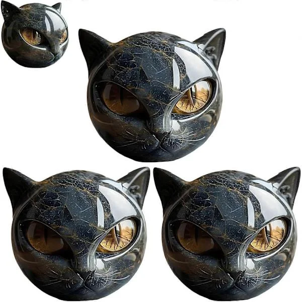 Luxury Black Cat Sculpture Elegant Home Decor & Gift-Ready Artwork, Mini Small Cat Keepsake, Gifts for Cat Lovers Women Men 3PCS