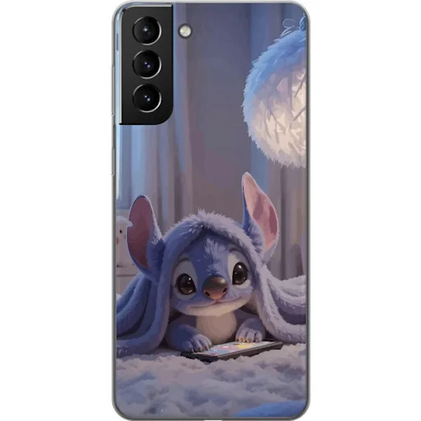 Kompatibelt Mobildeksel til Samsung Galaxy S21+ 5G Stitch under teppe kveldslys koselig blå design med varme lekenhet og drømmende følelse