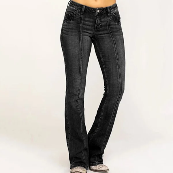 Low Rise Flared Jeans for Women Slim Fit Bootcut Jeans Black Black S