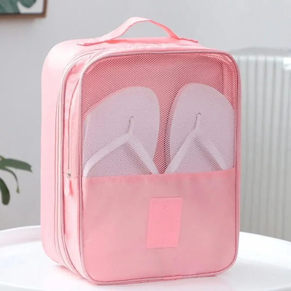 Skovtaske til 3 par sko, rejsetaske skoopbevaring, rejse- og hverdagssko opbevaringstaske, pink