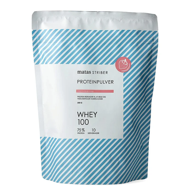 Matas Striber Whey 100 Proteinpulver Jordbær/ 300 g, Sport & Velvære, Protein & Energi, Proteinpulver