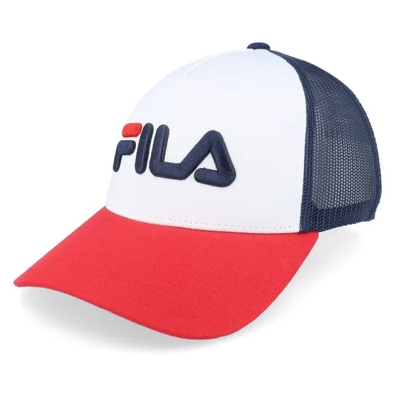Fila - Vit trucker Keps - Beppu Linear Logo White/Red/Blue Trucker @ Hatstore