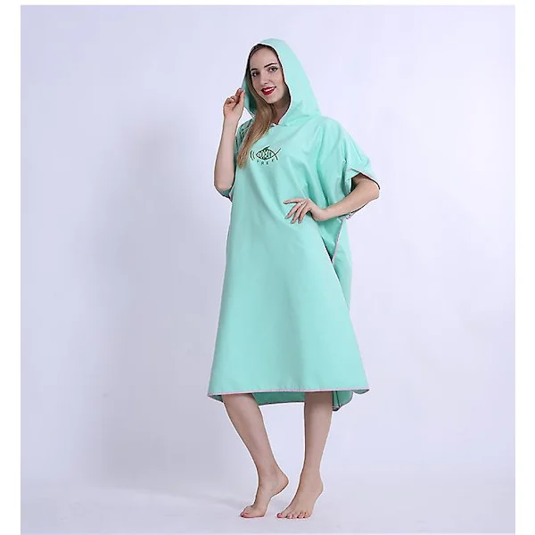 Strandhåndkle poncho badekåpe med hette hurtigtørkende badekåpe svømmehåndkle mikrofiber badekåpe absorberende kappe bærbart strandtøy