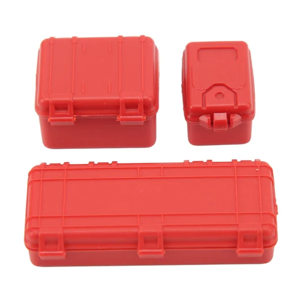 3 stk. RC Bil Simulering Bagasjekoffert Stor Medium Liten Crawler Koffert Dekorasjon for 1/18 1/24 Skala Rød