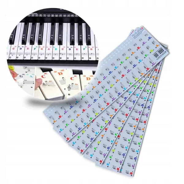 Klistermärken med noter för att lära sig spela keyboard