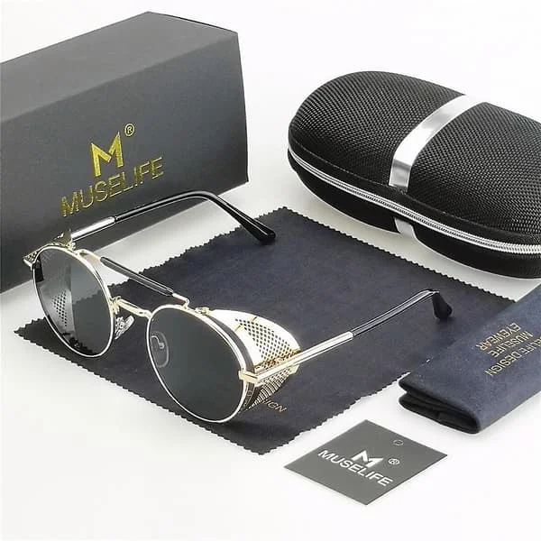 Retro Round Metal Sunglasses, Steampunk Men, Women, Glasses Uv Protection
