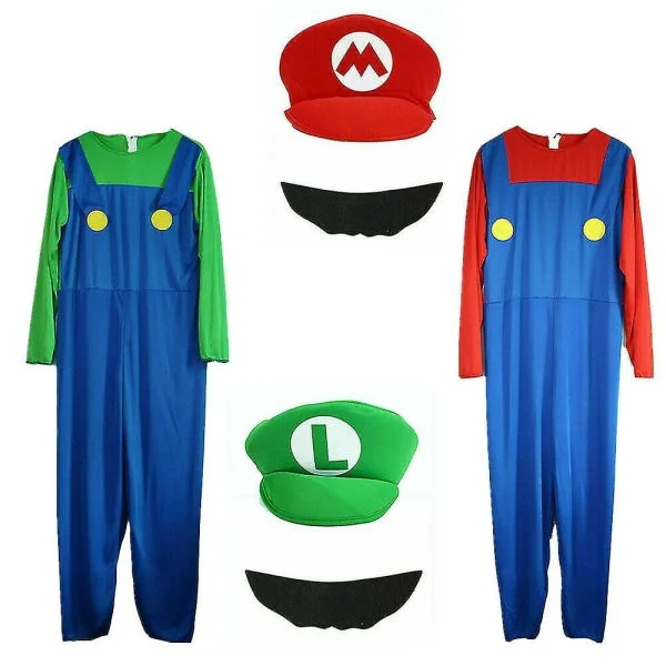 Super Mario Bros. Kostyme for voksne menn Cosplay Kostyme Rød XL Rød Rød XL